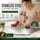 304 Stainless Steel Cutting Board – double-sided, hygienic, moisture-resistant & easy to clean. Say goodbye to stains & odors!