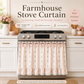 Farmhouse Stove Curtain with Gingham Bows & Ruffle Lace Trim
