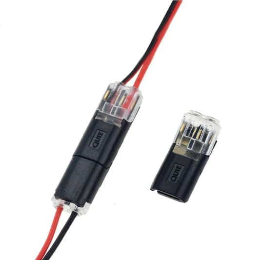 Two-wire plug connector with locking tab