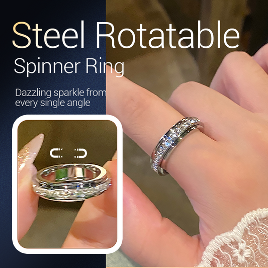 ⏳Time-Limited Special⏰Titanium Steel Rotatable Spinner Ring with Zirconia