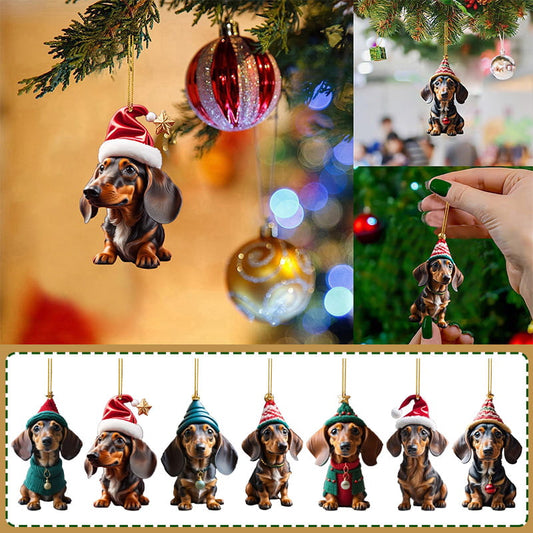 Christmas Fun Dachshund Car Hanging Ornament