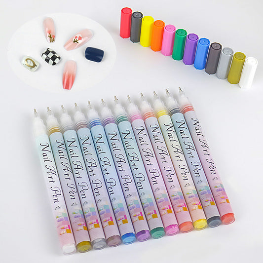 🎁 12-Color Professional Nail Art Pen Set – Ultra-Precise 0.7 mm Tip & Quick Drying ✨💅