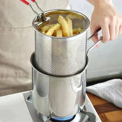 🔥 304 Stainless Steel Strip Filter Fryer with Lid | BUY 2 Free Shipping + Christmas 50% OFF | Professional Oil Drain Design & Durable Kitchen Tool | Perfect for Healthy Cooking 🎄✨