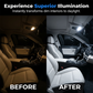 20-Piece LED Car Lighting Kit: Includes roof lights, T10 parking lights, dual-tip reading lights, license plate lights, and interior lights