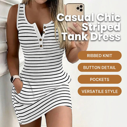📢📢50% OFF !! ⏰Women's Striped Bodycon Tank Dress