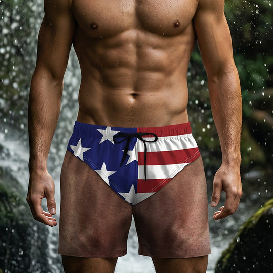 Men's Patriotic Printed Swim Trunks