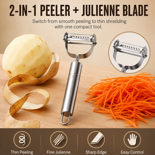 2-in-1 Stainless Steel Peeler and Julienne Slicer