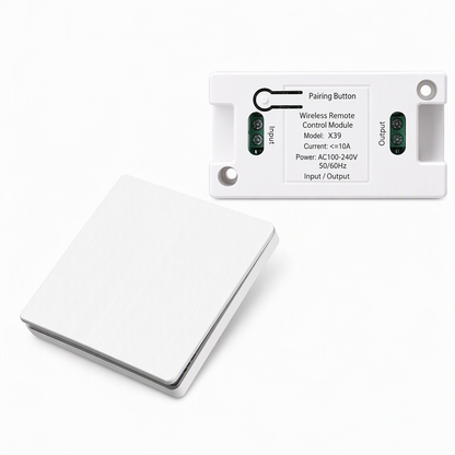 No-Wiring Wireless Light Switch Kit – Includes Self-Adhesive Wall Switch and Receiver