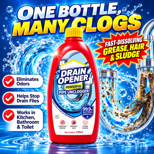 Powerful Drain Opener Liquid for Kitchen and Bathroom Pipe Clogs