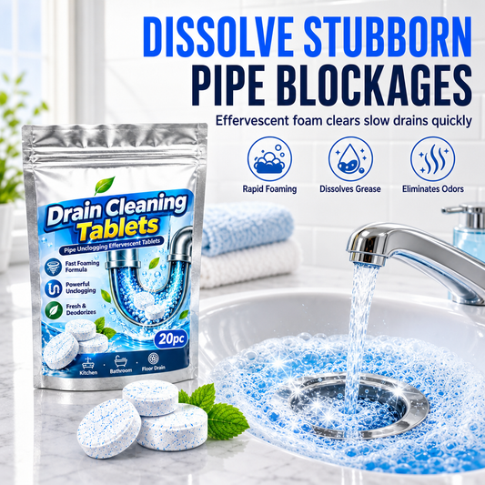 Effervescent Drain Cleaning Tablets for Kitchen Sink Bathroom Sewer and Drain Pipe Clog Removal 20 Pieces