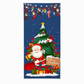 Christmas Door Cover - Santa & Reindeer Stretch Fabric Door Banner with 4-Side Elastic Edges, DIY Door Handle Cutout, Slip-On Front Door Holiday Decor