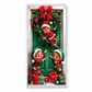 Christmas Door Cover - Santa & Reindeer Stretch Fabric Door Banner with 4-Side Elastic Edges, DIY Door Handle Cutout, Slip-On Front Door Holiday Decor