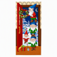 Christmas Door Cover - Santa & Reindeer Stretch Fabric Door Banner with 4-Side Elastic Edges, DIY Door Handle Cutout, Slip-On Front Door Holiday Decor